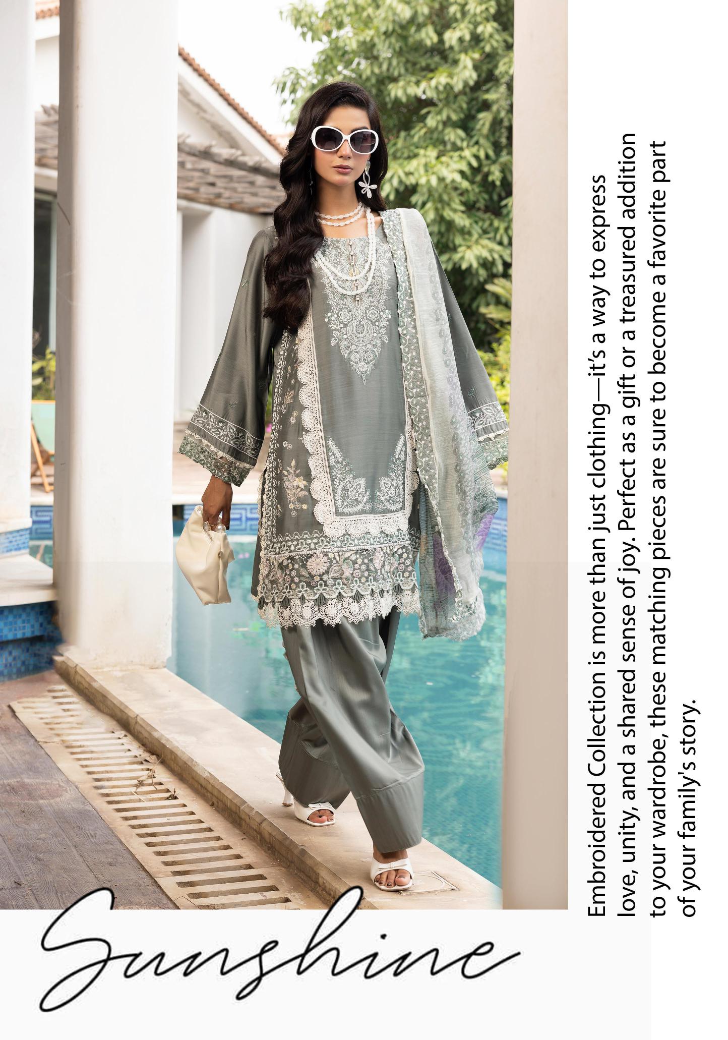 SIMRANS Khaas premium 3 piece mummy & me Ledies Grey Eid outfit.