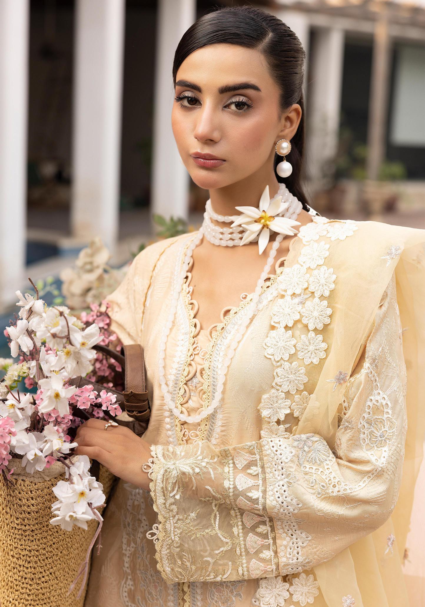 SIMRANS Khaas premium 3 piece mummy & me Ledies Beige Eid outfit