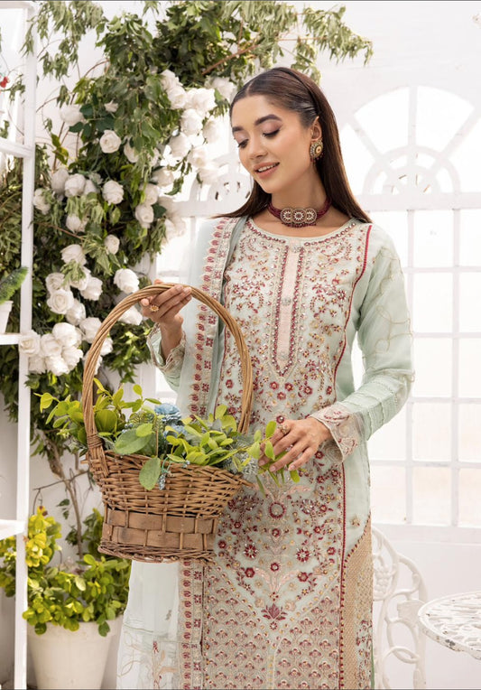 Mint Green 'Noor' Organza Ladies Suit LAC 11