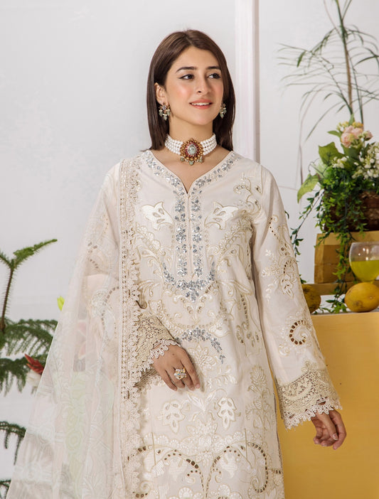 Embroidered Lawn 3 Pc Ready to wear Collection | Traditional Thread LAC 04