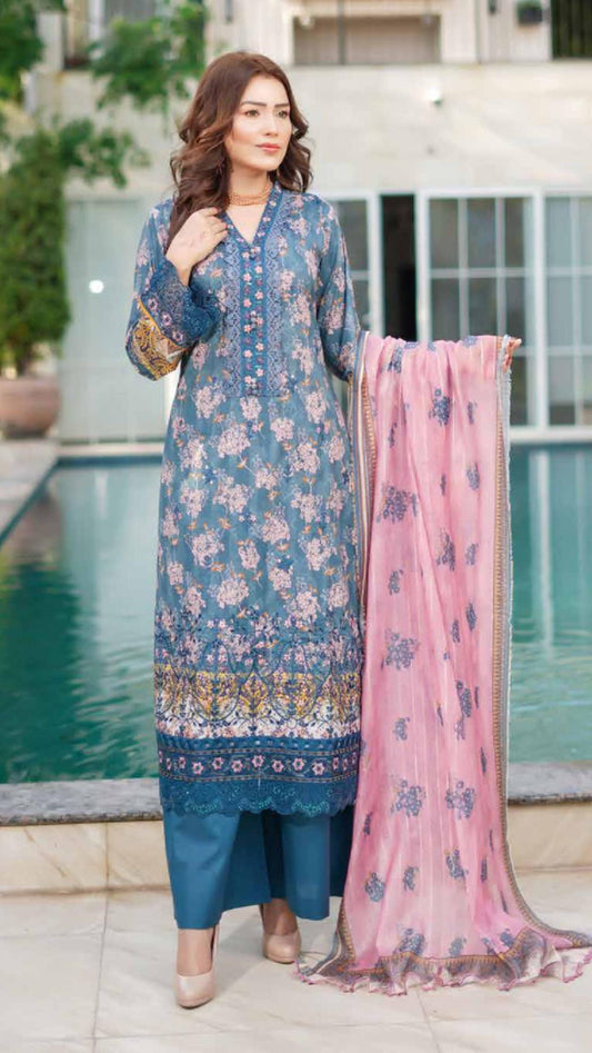 MUNIRA | EMBROIDERED LINEN READYMADE | MGL03 - S&S