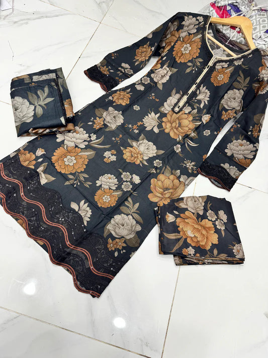 NAKHRA COLLECTIONS EMBROIDERED DHANAK 3PC READYMADE | MUSHQ-326