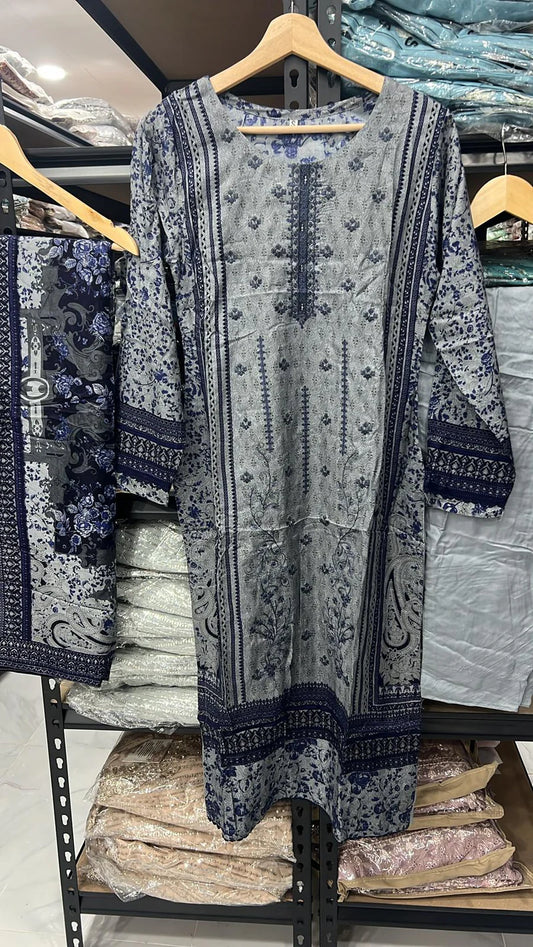 NAKHRA COLLECTIONS EMBROIDERED 3PC LINEN READYMADE | SUKH03