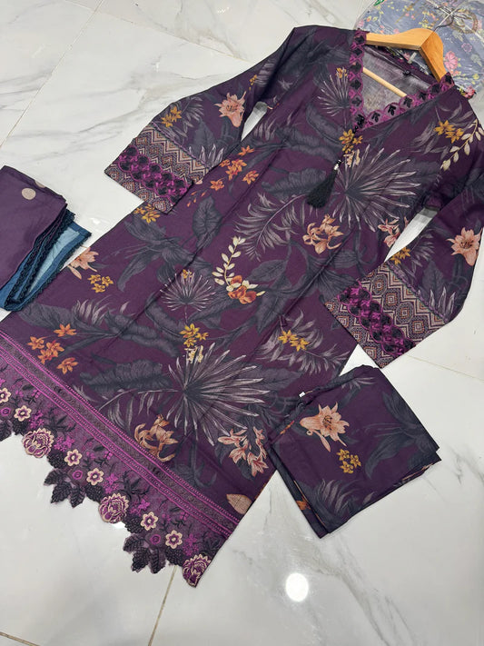 NAKHRA COLLECTION EMBROIDERED DHANAK 3PC READYMADE | NDR205