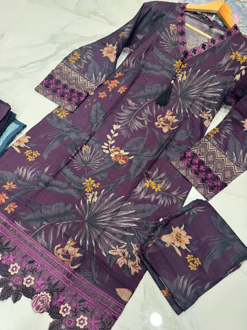 NAKHRA COLLECTION EMBROIDERED DHANAK 3PC READYMADE | NDR205