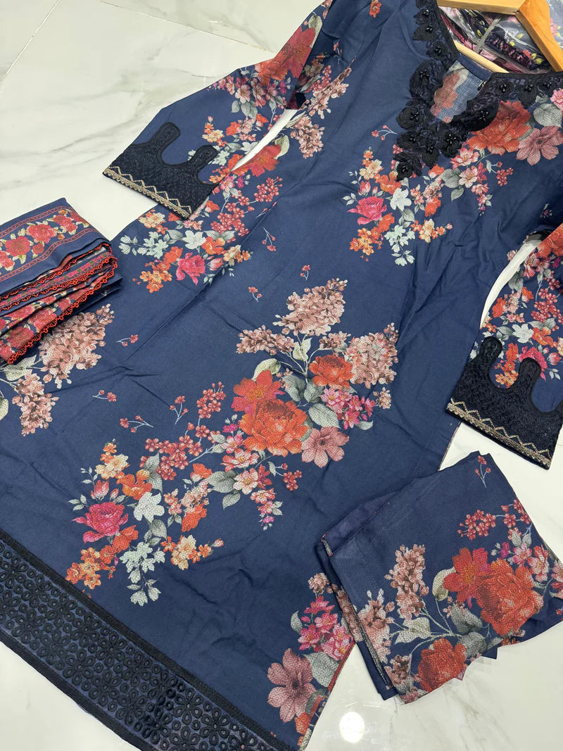 NAKHRA COLLECTION EMBROIDERED DHANAK 3PC READYMADE | NDR202