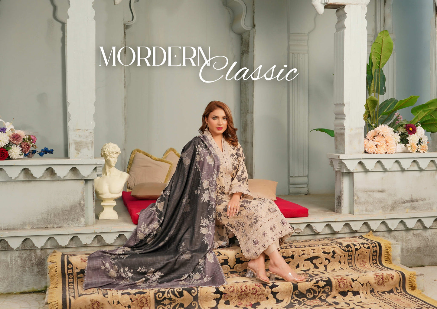 MUNIRA DHANAK EMBROIDERED 3PC READYMADE NAZ03