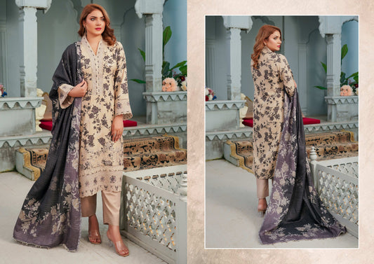 MUNIRA DHANAK EMBROIDERED 3PC READYMADE NAZ03
