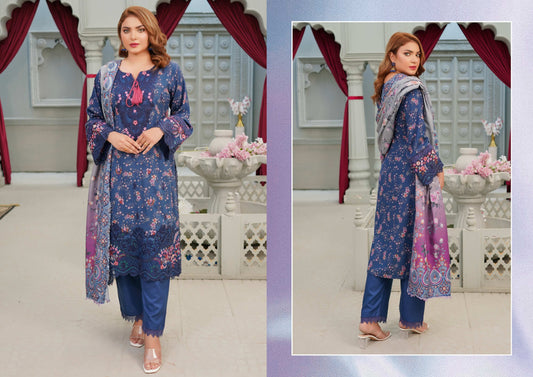 MUNIRA DHANAK EMBROIDERED 3PC READYMADE NAZ01