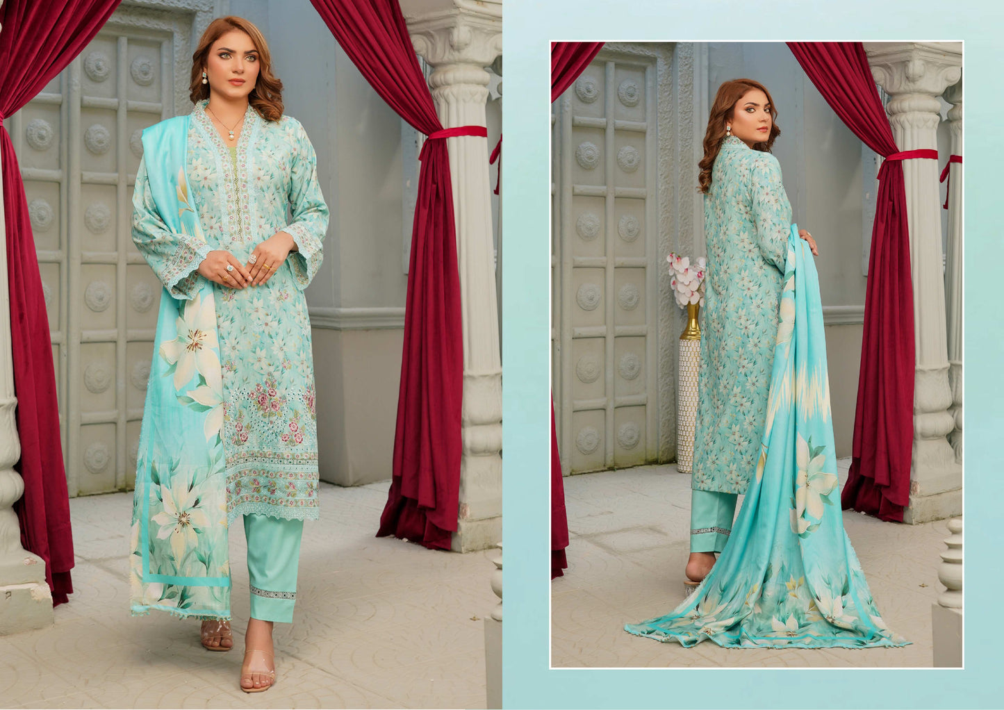 MUNIRA DHANAK EMBROIDERED 3PC READYMADE NAZ07