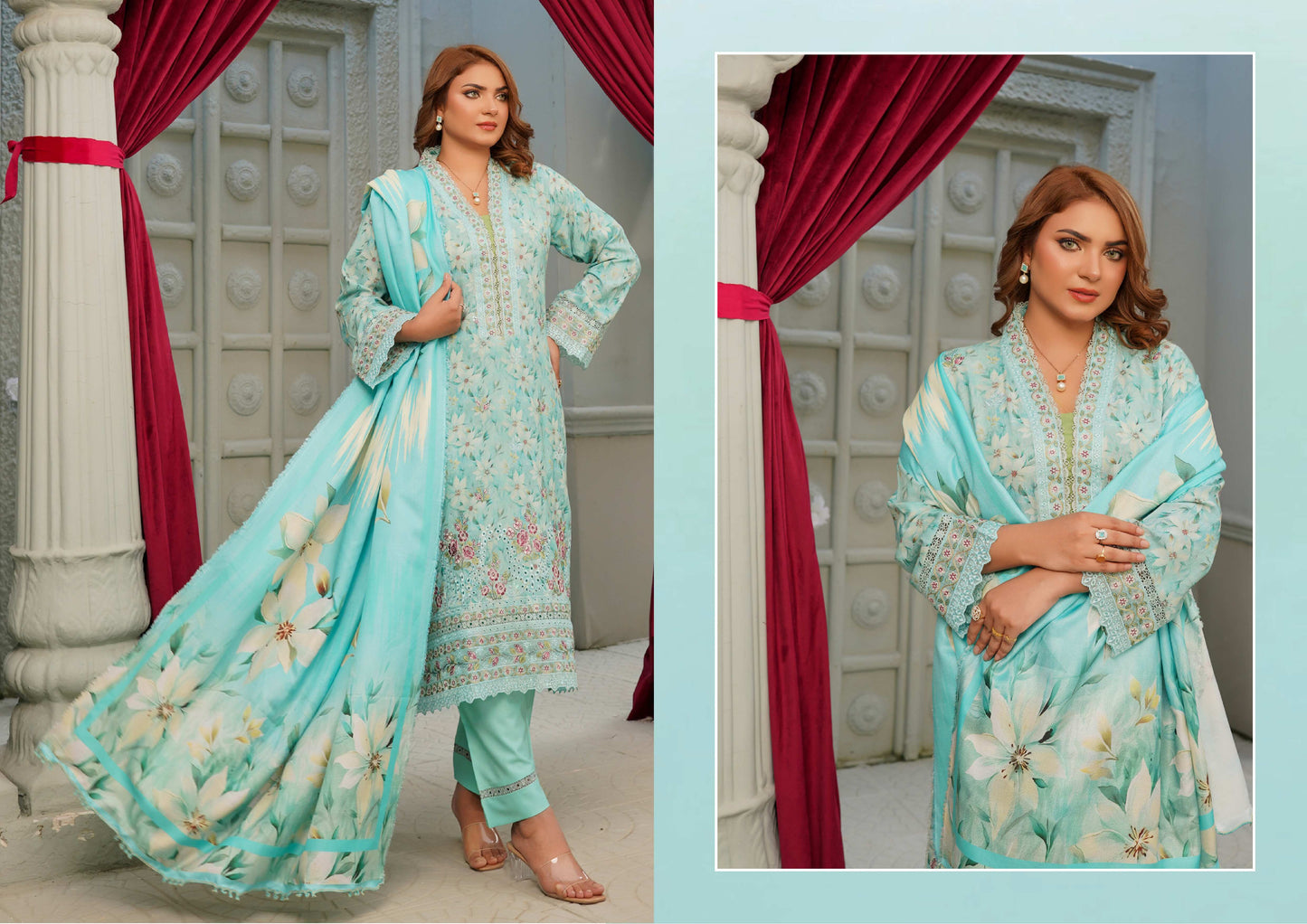 MUNIRA DHANAK EMBROIDERED 3PC READYMADE NAZ07