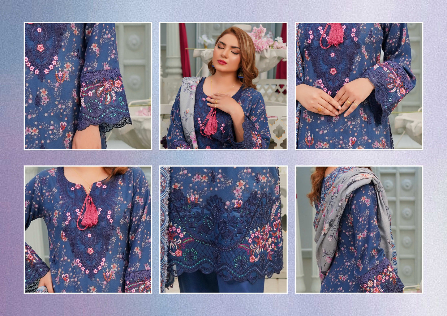 MUNIRA DHANAK EMBROIDERED 3PC READYMADE NAZ01