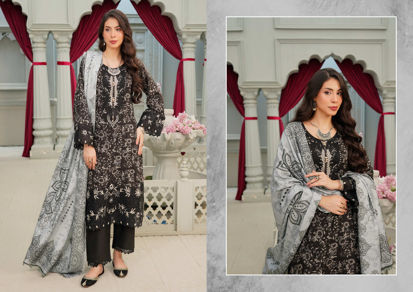 MUNIRA DHANAK EMBROIDERED 3PC READYMADE NAZ02