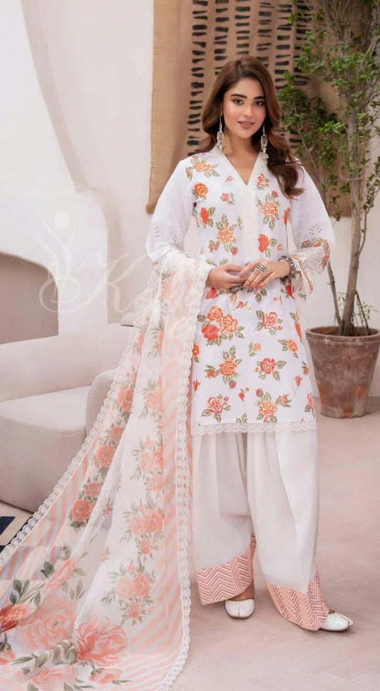 KARMA ‘AAINA’ | EMBROIDERED COTTON READYMADE TRADITIONAL & TRENDING FARSHI SHALWAR | KC-109