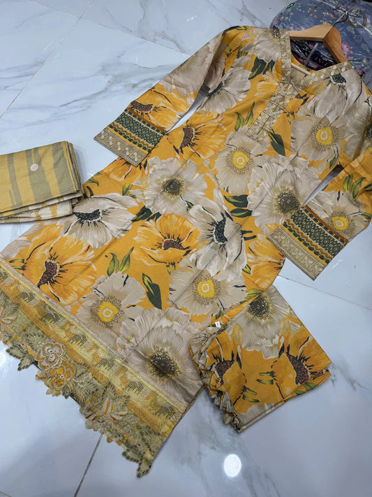 NAKHRA COLLECTION EMBROIDERED DHANAK 3PC READYMADE | NDR204